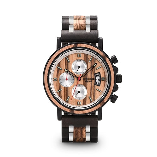 Relogio Masculino BOBO BIRD Wooden Watch Men Top Brand Luxury Stylish Chronograph Military Watches in Wooden Box reloj hombre