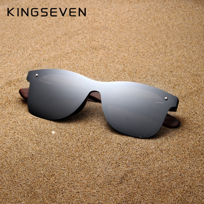 KINGSEVEN Handmade Sunglasses Men Polarized Walnut Wooden Eyewear Women Mirror Vintage Oculos de sol masculino UV400