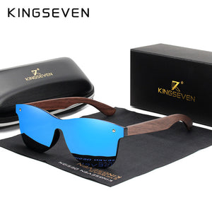 KINGSEVEN Handmade Sunglasses Men Polarized Walnut Wooden Eyewear Women Mirror Vintage Oculos de sol masculino UV400