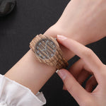 LinTimes Women Wristwatches Round Dial Fashion Simple Lady Imitation Wood Quartz Watch For Female