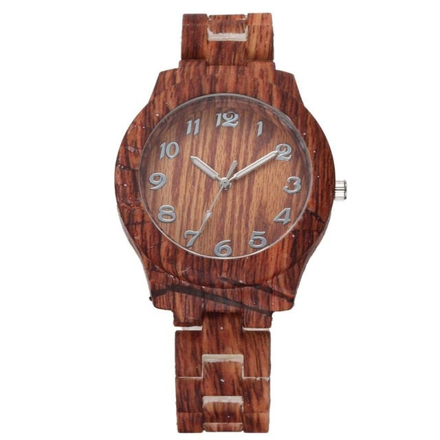 LinTimes Women Wristwatches Round Dial Fashion Simple Lady Imitation Wood Quartz Watch For Female