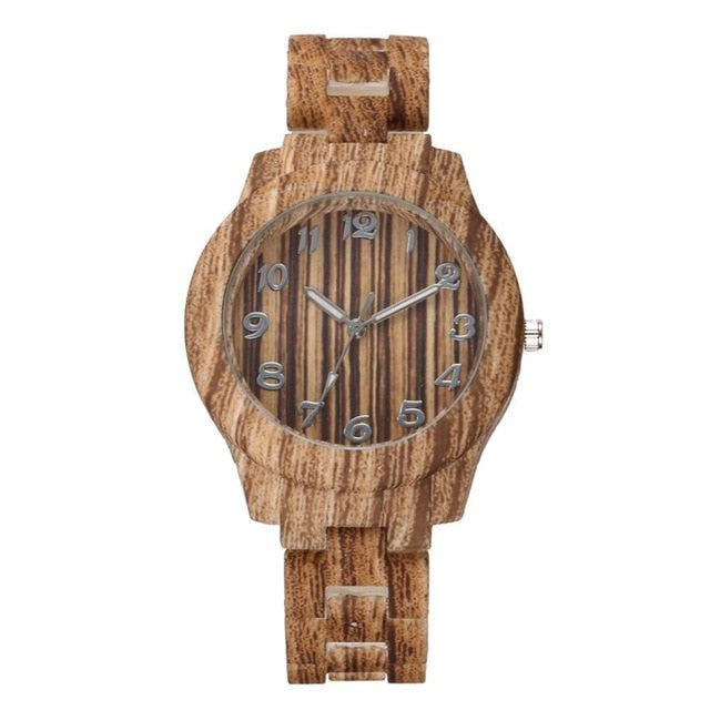 LinTimes Women Wristwatches Round Dial Fashion Simple Lady Imitation Wood Quartz Watch For Female