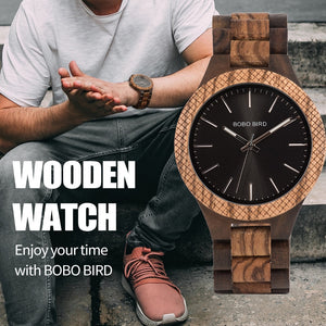 BOBO BIRD Wood Watch Men bayan kol saati Quartz Mens Watches with Luminous Hands in Wooden Gifts Box WD30-1