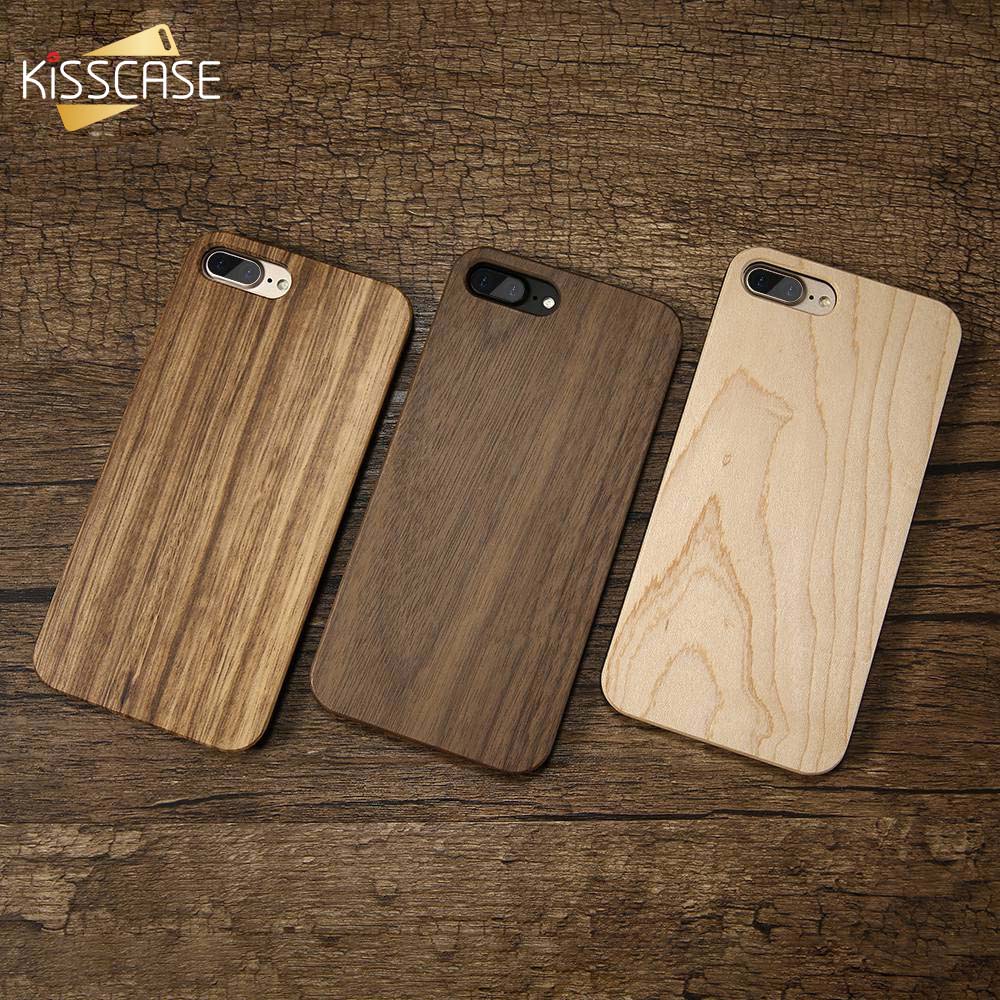 KISSCASE Genuine Bamboo Case For iPhone 6 6s Plus 100% Natural Wood Cover For iPhone 5 5s SE X 7 8 Plus 6 6s Xr Xs Max Funda Bag