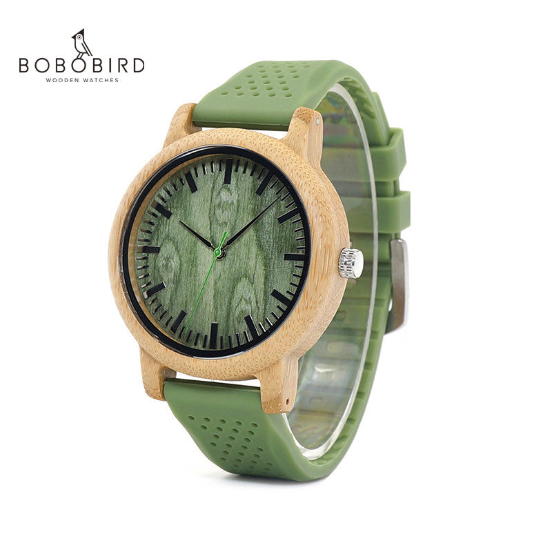 BOBO BIRD Men's Fashion Bamboo Wood Watches With Soft Silicone Straps Quartz Movement Watch Women in Gift Boxes LaB06