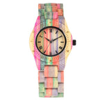 Men Women Fashion Colorful Wood Bamboo Watch Quartz Analog Handmade Full Wooden Bracelet Luxury Wristwatches  Gifts for Lovers