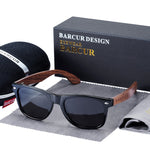BARCUR Black Walnut Sunglasses Wood Polarized Sunglasses Men Glasses Men UV400 Protection Eyewear Wooden Original Box