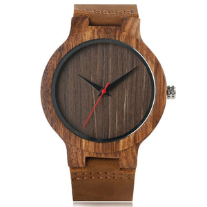 Wooden Watches Quartz Watch Men 2017 Bamboo Modern Wristwatch Analog Nature Wood Fashion Soft Leather Creative Birthday Gifts