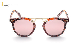 Luxury colorful Imitation wood cat eye sunglasses women brand designer vintage female sun glasses retro mirror shades gafas