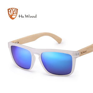 HU WOOD Natural Bamboo Sunglasses for Men Zebra Wood Sun Glasses Polarized Sunglasses Rectangle Lenses Driving UV400 GR8002