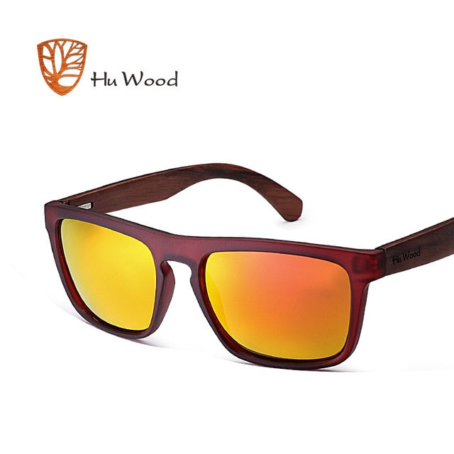 HU WOOD Natural Bamboo Sunglasses for Men Zebra Wood Sun Glasses Polarized Sunglasses Rectangle Lenses Driving UV400 GR8002