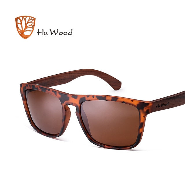 HU WOOD Natural Bamboo Sunglasses for Men Zebra Wood Sun Glasses Polarized Sunglasses Rectangle Lenses Driving UV400 GR8002