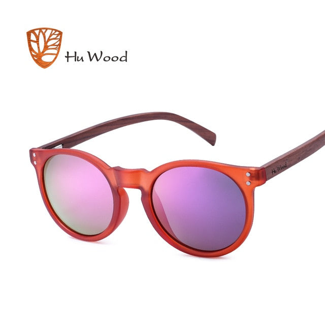 Hu Wood Brand Designer Fashion Unisex Sun Glasses Polarized Coating Mirror Sunglasses Round Male Eyewear For Men/Women GRS8003
