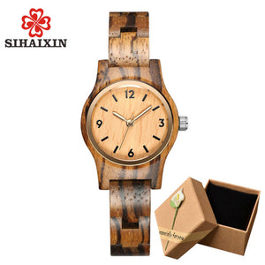 SIHAIXIN Women Watches Bamboo Top Brand Luxury Woman Small Wood Watch Ladies Minimalist Female Clock Wooden  Relogio  Feminino
