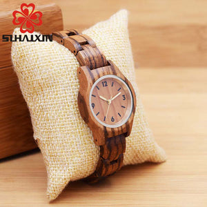SIHAIXIN Women Watches Bamboo Top Brand Luxury Woman Small Wood Watch Ladies Minimalist Female Clock Wooden  Relogio  Feminino