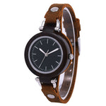 Luxury Unique Bamboo Wooden Women White Watch Bracelets Soft Leather Quartz Wrist Watches Ladies Clock With Gift Box Drop Shippi