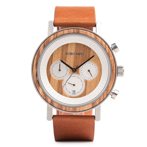 BOBO BIRD Chronograph Men Watches Stainless Steel Relogio Masculino Wooden Watch Women relojes para hombre in Wood Gift Box