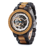 BOBO BIRD Wooden Mechanical Watch Men Luxury Retro Design Case With Gold Label Beside Automatic and Multi-Functional Wristwatch