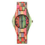 Men Women Fashion Colorful Wood Bamboo Watch Quartz Analog Handmade Full Wooden Bracelet Luxury Wristwatches  Gifts for Lovers