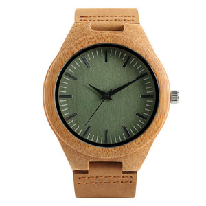 Wooden Watches Quartz Watch Men 2017 Bamboo Modern Wristwatch Analog Nature Wood Fashion Soft Leather Creative Birthday Gifts