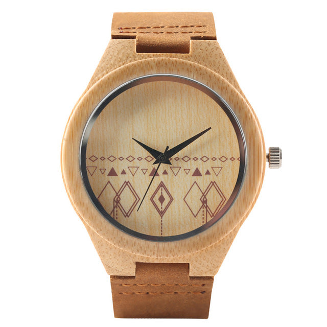 Wooden Watches Quartz Watch Men 2017 Bamboo Modern Wristwatch Analog Nature Wood Fashion Soft Leather Creative Birthday Gifts