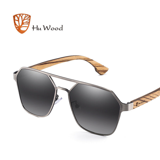 Hu Wood Sunglasses Men Polarized Red Lens Handmade Fashion Brand Cool UV400 High Quality Driving with Case Oculos GR8039
