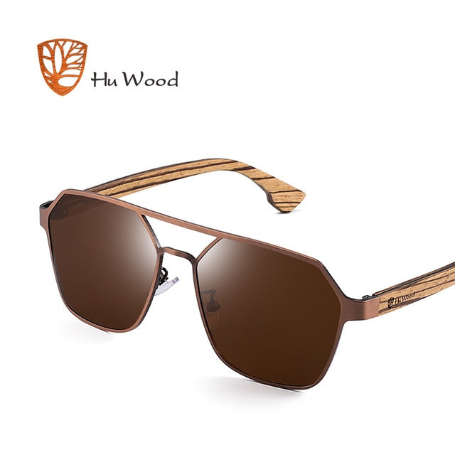 Hu Wood Sunglasses Men Polarized Red Lens Handmade Fashion Brand Cool UV400 High Quality Driving with Case Oculos GR8039