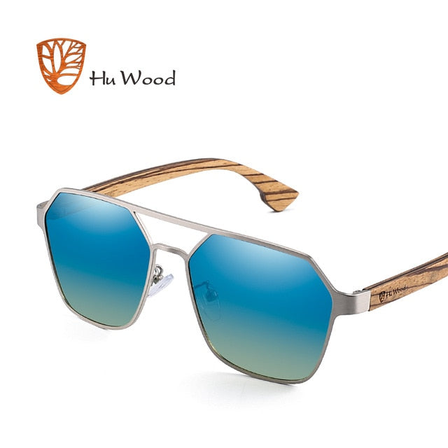 Hu Wood Sunglasses Men Polarized Red Lens Handmade Fashion Brand Cool UV400 High Quality Driving with Case Oculos GR8039