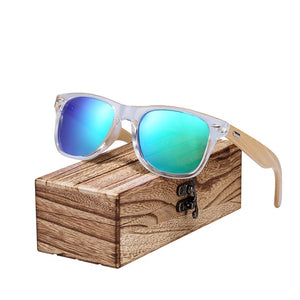 BARCUR Classic Bamboo Sunglasses Wood Transparent Plastic Frame Polarized Sun Glasses With Box Free