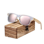 BARCUR Classic Bamboo Sunglasses Wood Transparent Plastic Frame Polarized Sun Glasses With Box Free