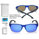 Wood Men Sunglasses Polarized UV400 SKADINO Beech  Wooden Sun Glasses for Women Blue Green Lens Handmade Fashion Brand Cool