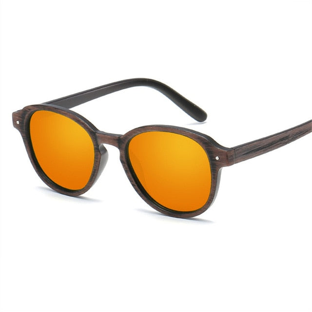 Oulylan Men Sunglasses Vintage Mirror Lenses Driving Sun Glasses Male Wood Grain Frame Eyewear UV400