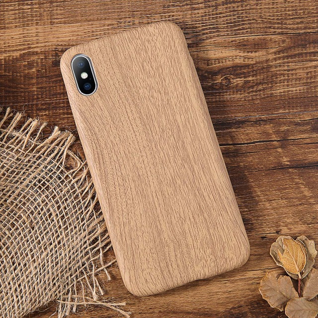 Lovebay PU Case Cover For Iphone 6 6S 7 7plus 8 Plus Wood Grain Yellow Soft Phone Cases For Iphone XS Max XR X Luxury Back Cover