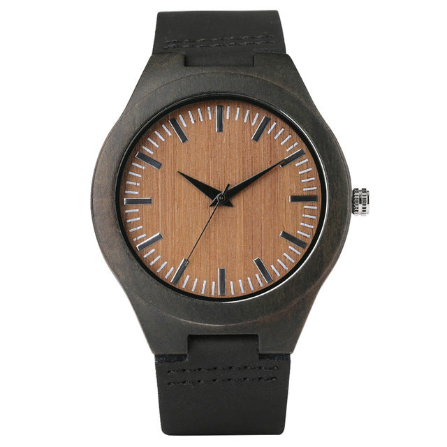 Wooden Watches Quartz Watch Men 2017 Bamboo Modern Wristwatch Analog Nature Wood Fashion Soft Leather Creative Birthday Gifts