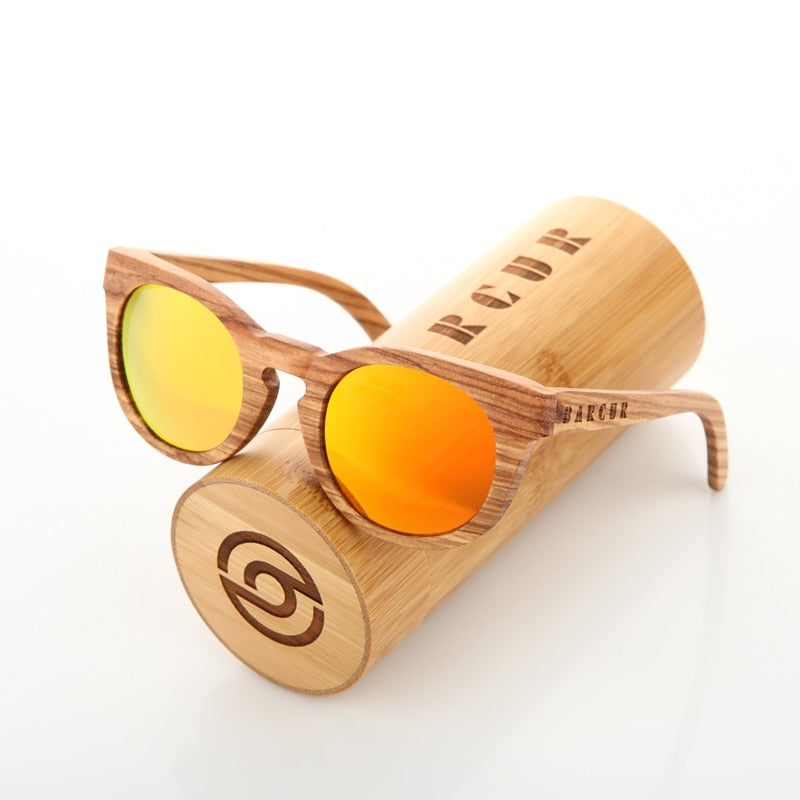 BARCUR Zebra Wood Sunglasses Women Polarized UV400 Brand Male Driving glasses sunglasses men Oculos de sol masculino
