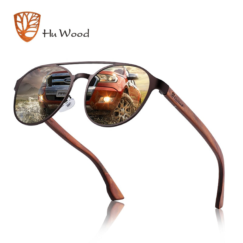 HU Wood Polarized Sunglasses wooden Spring Hinge Stainless Steel Frame woman sun glasses for men Lens UV400 protection GR8041