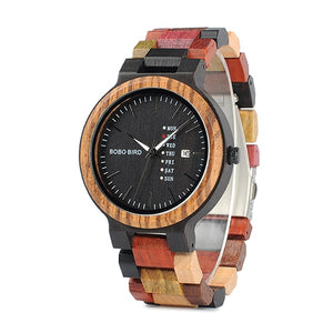 BOBO BIRD Men Watch Luxury Brand Wood Timepieces Week Date Display Quartz Watches Great Gifts relogio masculino Drop Shipping