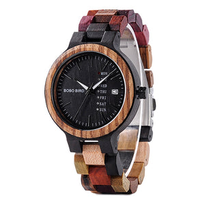 BOBO BIRD Men Watch Luxury Brand Wood Timepieces Week Date Display Quartz Watches Great Gifts relogio masculino Drop Shipping