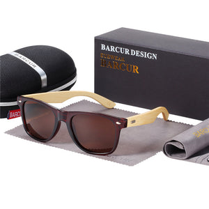 BARCUR Polarized Bamboo Sunglasses Men Wooden Sun glasses Women Brand Original Wood Glasses Oculos de sol masculino