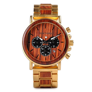 BOBO BIRD P09 Wood and Stainless Steel Watches Mens Chronograph Wristwatches Luminous Hands Stop Watch dropshipping