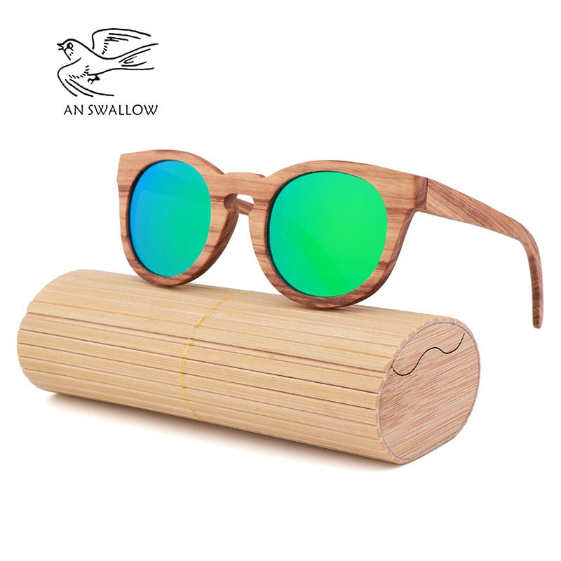 Women's Bamboo Sunglasses Polarized Zebra Wood Glasses Handmade Vintage Wooden Frame Men's Driving Sunglasses Cool Polarization